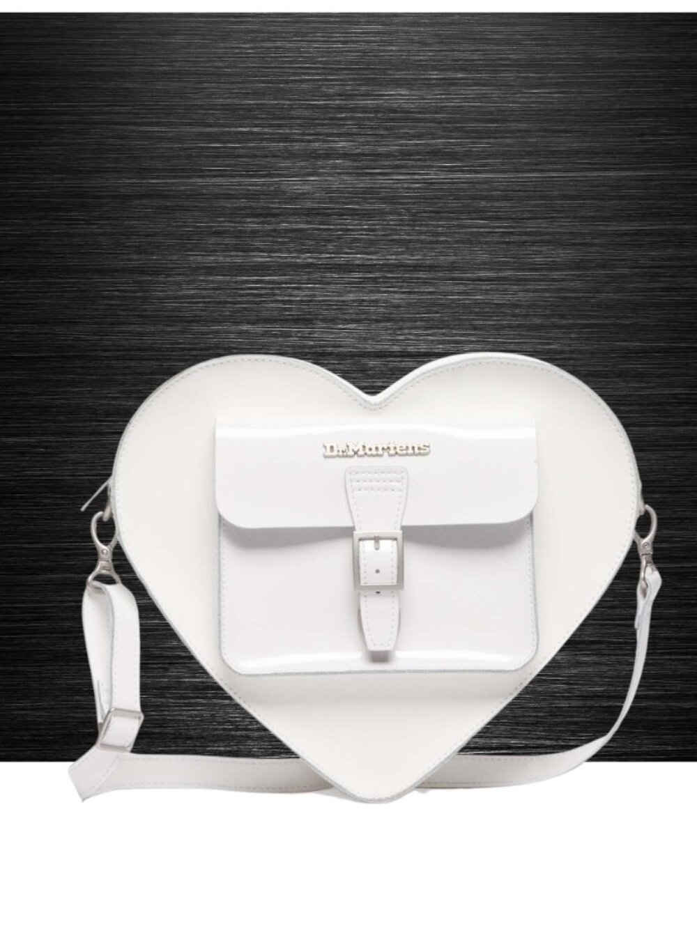 NWT Dr. Martens White Leather Heart Shaped Bag featuring the iconic heart